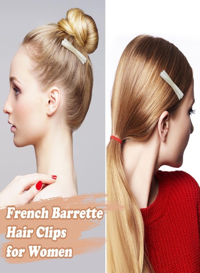 STSTR 6PCS French Barrette Hair Clips for Women, 2.56 Inch Small Tortoise Shell Hair Clip, Curved Glossy Thin Hair Flat Hair Accessories for Women - White, Crossed Style - Image 4